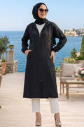 Hooded Zippered Black Modest Cape 15493S