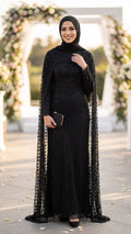 Beaded Lace Black Modest Evening Dress 198S - Luxury Hijabi Evening Gown
