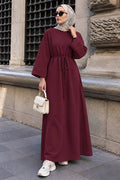 Cherry crew-neck straight-cut modest dress 3138VSN wholesale Turkey fall winter