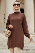 Turtleneck Brown Modest Knit Sweater 10381KH