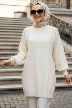 Turtleneck Cream Modest Knit Sweater 10381KR