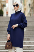 Turtleneck Navy Modest Knit Sweater 10381L