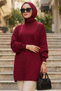 Turtleneck Cherry Modest Knit Sweater 10381VSN
