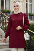 Beaded Diamond-Pattern Cherry Modest Knit Sweater 10138VSN