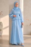 Peplum Chiffon Baby Blue Modest Two-Piece Set 82902BM