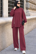 Cherry zip-pocket detail modest trouser two-piece set 3040VSN wholesale Turkey fall winter