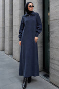 Zip-Collar Anthracite Modest Knit Dress 30071ANT