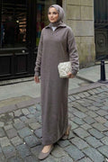 Zip-Collar Mink Modest Knit Dress 30071V