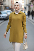 Ribbed Olive Green Modest Knit Sweater Tunic 65903YY