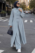Gray judge-collar button-detail modest trouser two-piece set 1406GR wholesale Turkey fall winter