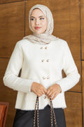 Heart-Button Pocket Cream Modest Knit Cardigan 251404KR
