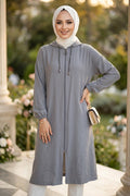 Hooded Zippered Gray Modest Cape 15493GR