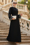 Sleeve-Detailed Black Modest Abaya 60063S