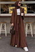 Brown Marrakesh-print belted kimono modest set 1403KH wholesale Turkey standard size