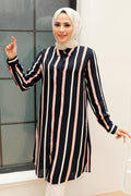 Striped Navy Viscose Modest Tunic 11584L