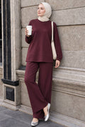 Mink raglan-sleeve side-slit modest trouser two-piece set 3012VSN wholesale Turkey fall winter