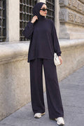 Navy blue relaxed-fit modest two-piece set 1409L wholesale Turkey fall winter