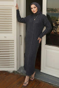 Cable-Knit Anthracite Modest Knit Dress 30312ANT