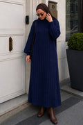Cable-Knit Navy Modest Knit Dress 30312L