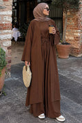 Brown ottoman three-piece modest set 14080KH wholesale Turkey fall winter